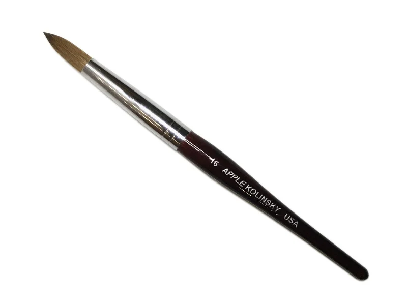 Apple Acrylic Nail Brush Kolinsky Red Wood Size 16