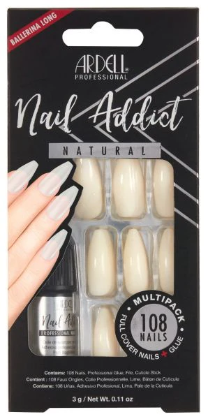 Ardell Press-on Nails Nail Addict Natural Ballerina Long Multipack #63859