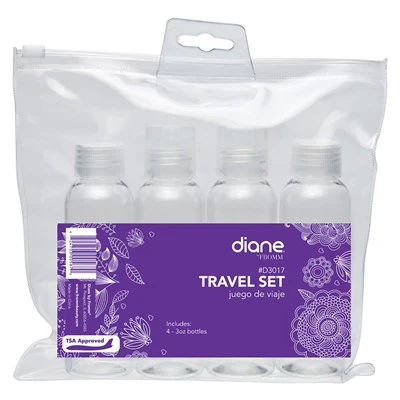 Diane Travel Set Four 3 oz. Bottles in Zip Top Pouch Clear D3017 - Image 2
