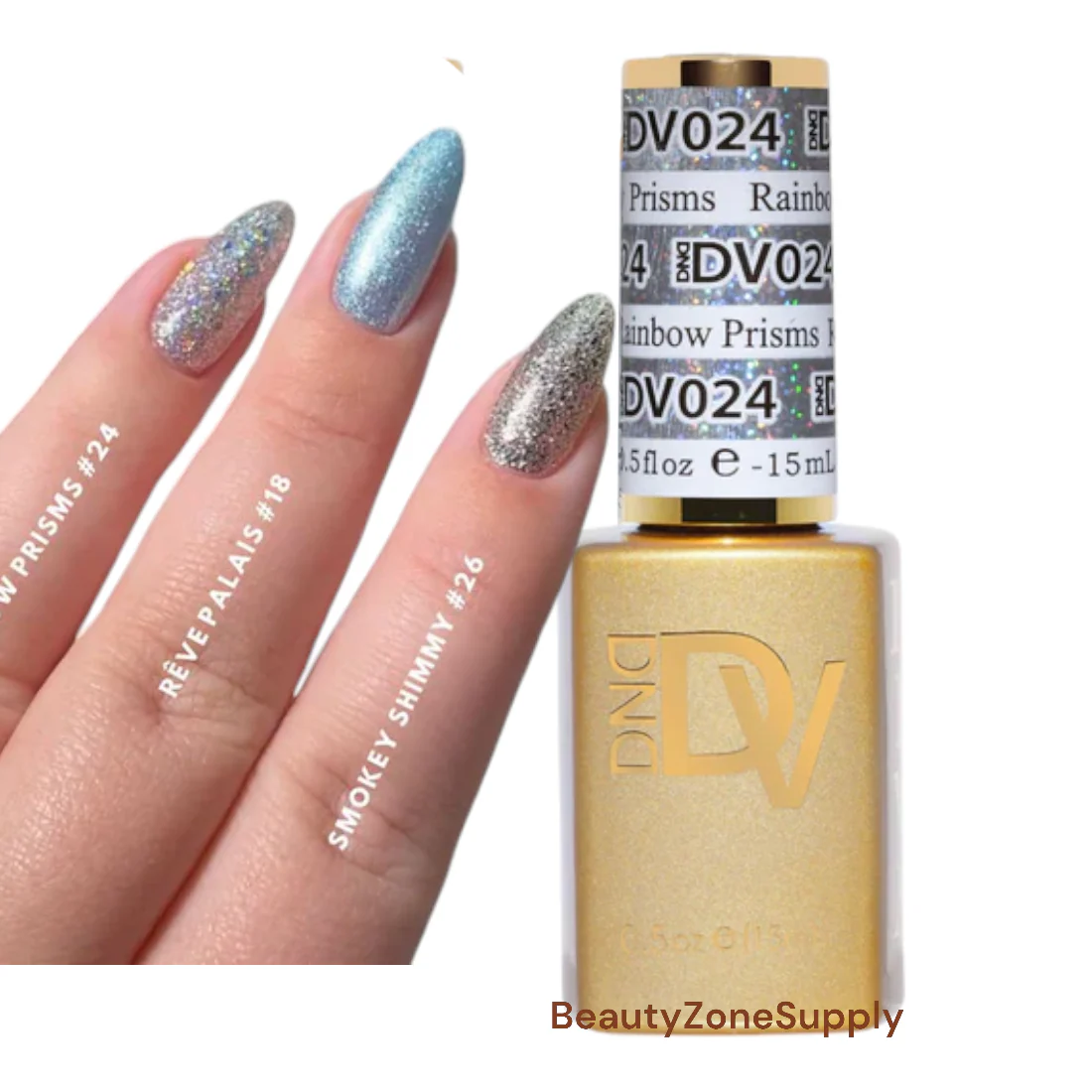 DND Diva Gel Polish 0.5 oz 024 Rainbow Prisms