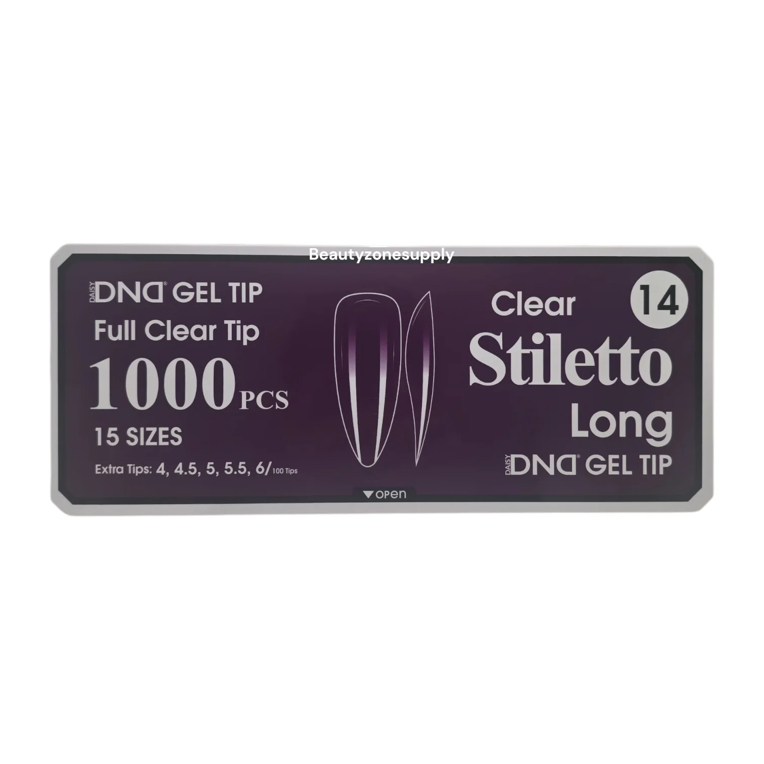 DND Soft Gel Tips Full Clear Tip Stiletto Long 1000 Tips #14 - Image 2