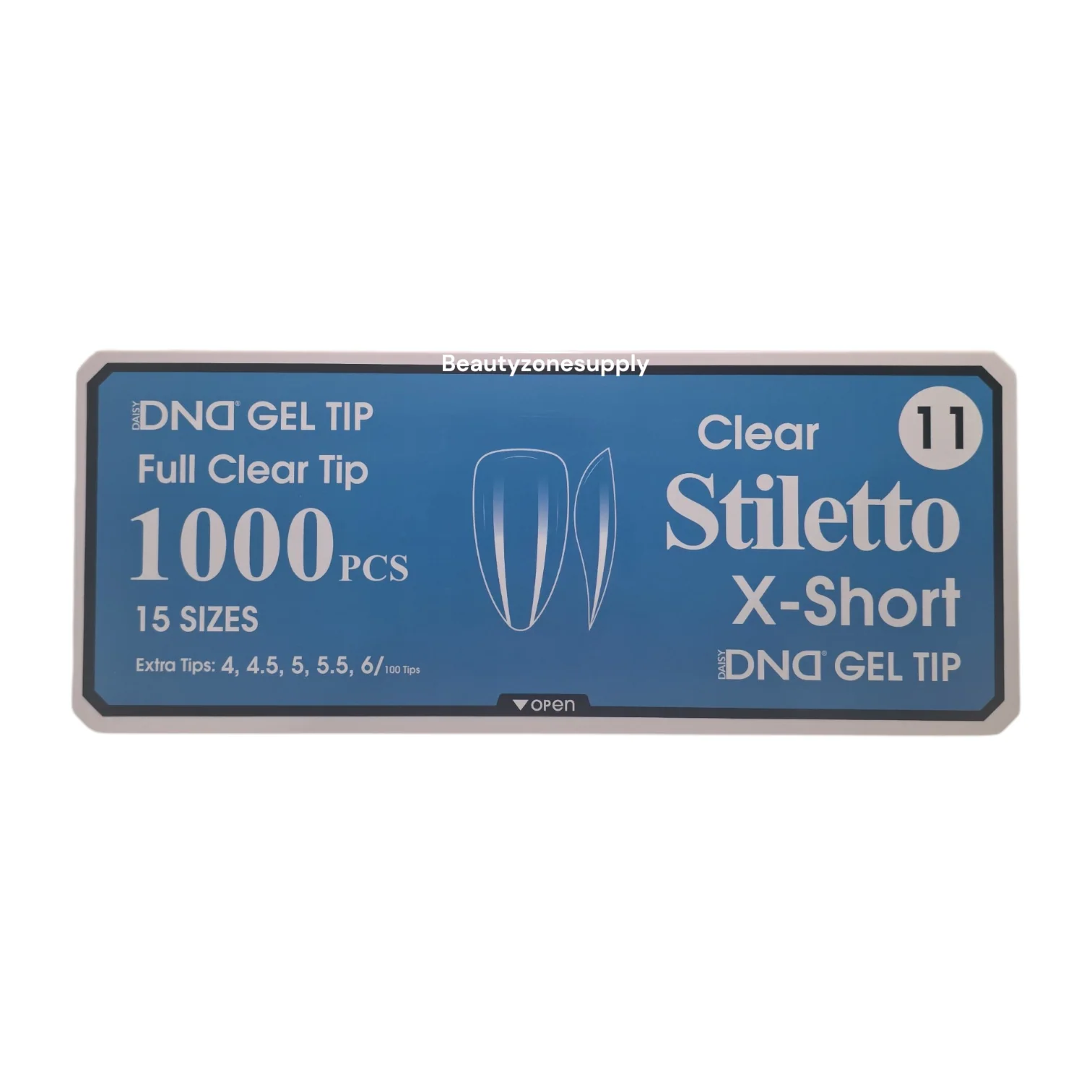 DND Soft Gel Tips Full Clear Tip Stiletto X-Short 1000 Tips #11 - Image 2