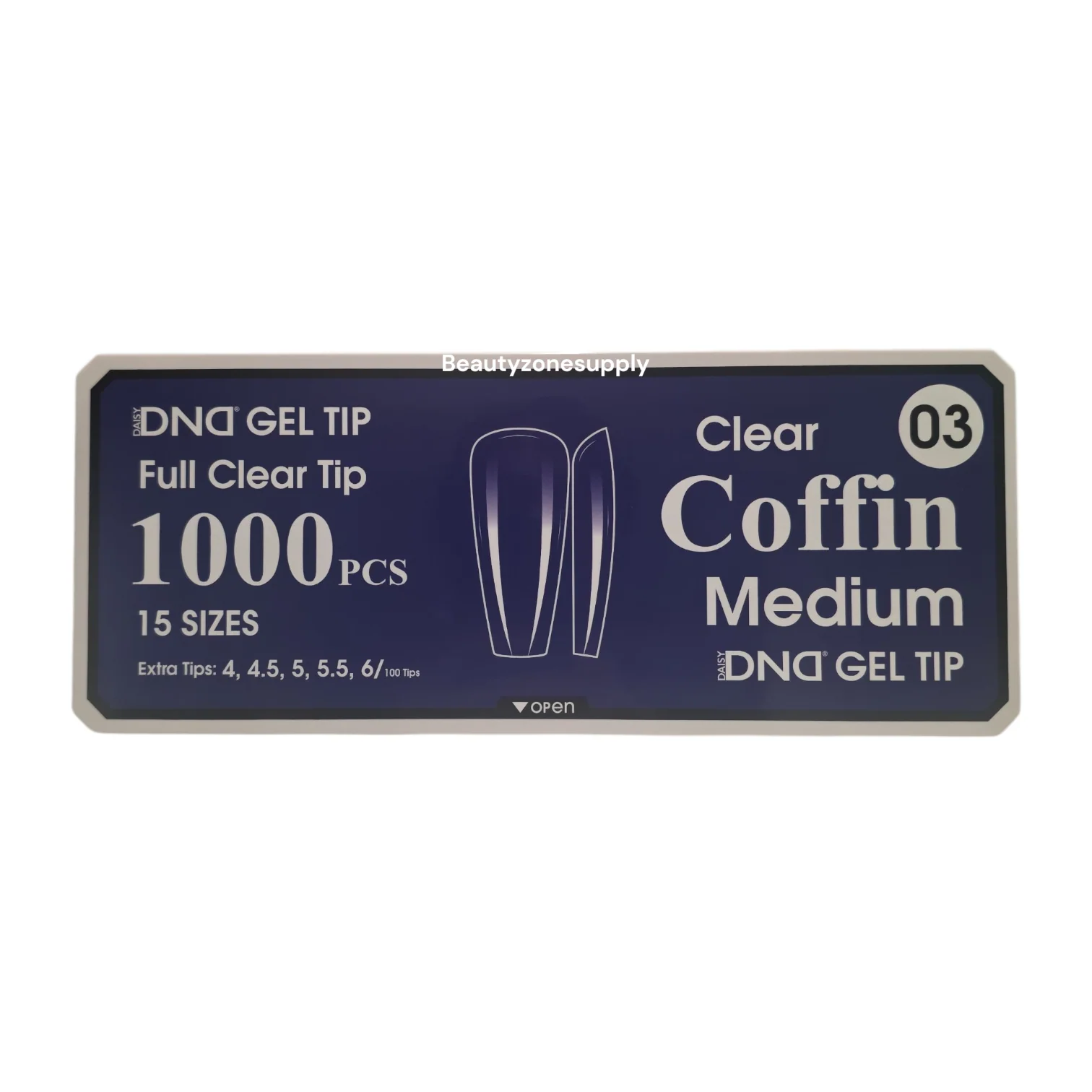 DND Soft Gel Tips Full Clear Tip Coffin Medium 1000 tips #03 - Image 2