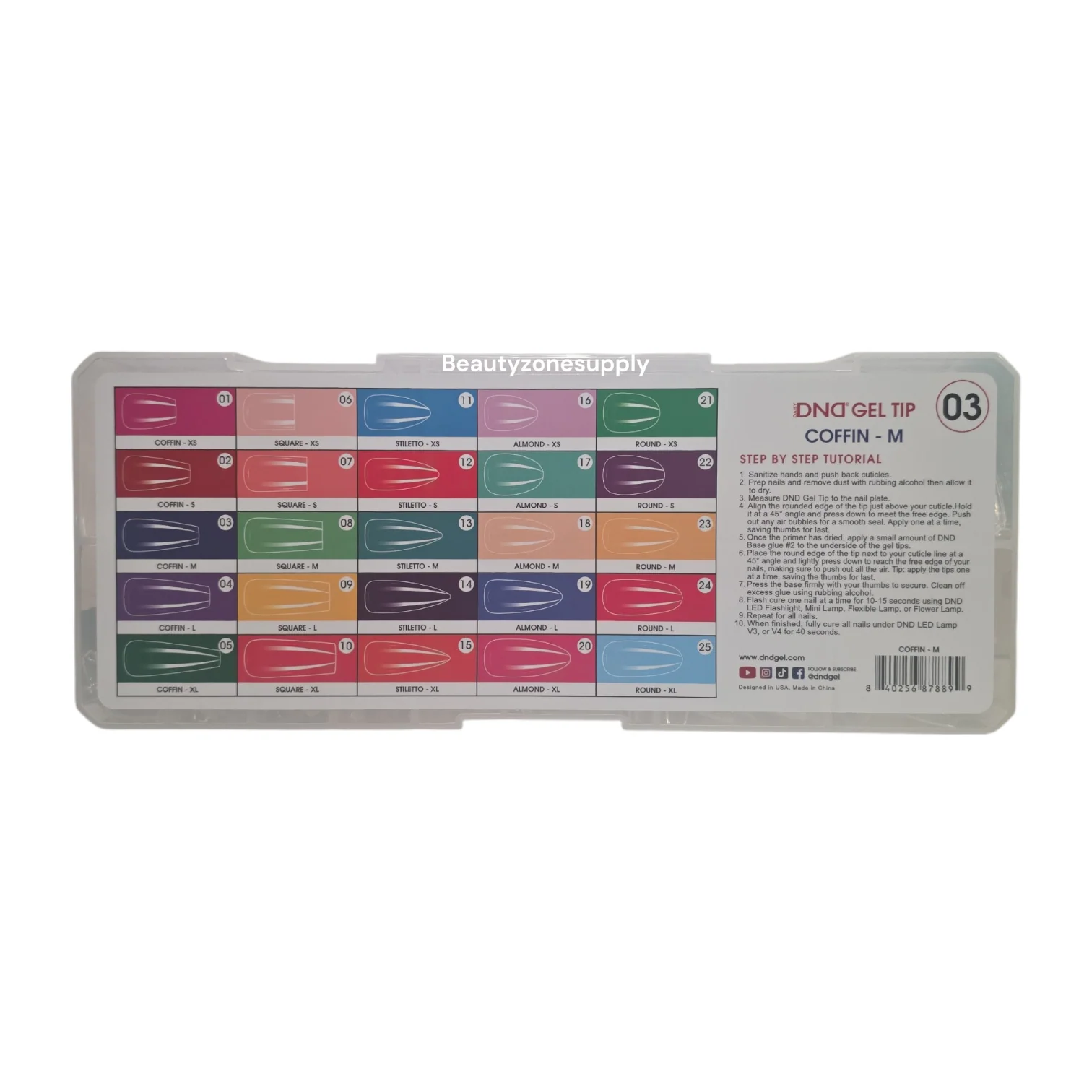 DND Soft Gel Tips Full Clear Tip Coffin Medium 1000 tips #03 - Image 3