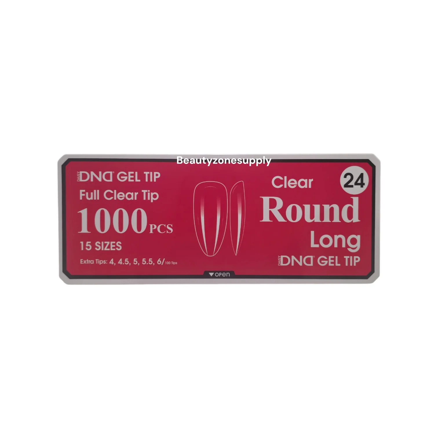 DND Soft Gel Tips Full Clear Tip Round Long 1000 tips #24