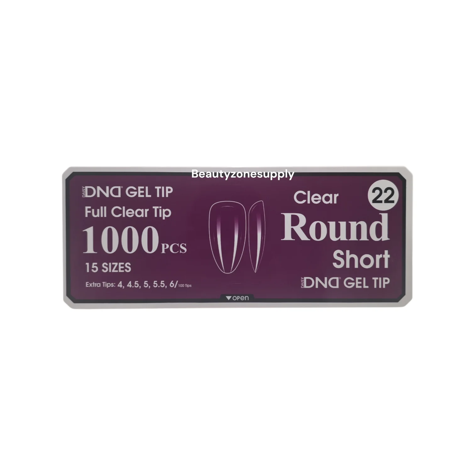 DND Soft Gel Tips Full Clear Tip Round Short 1000 tips #22