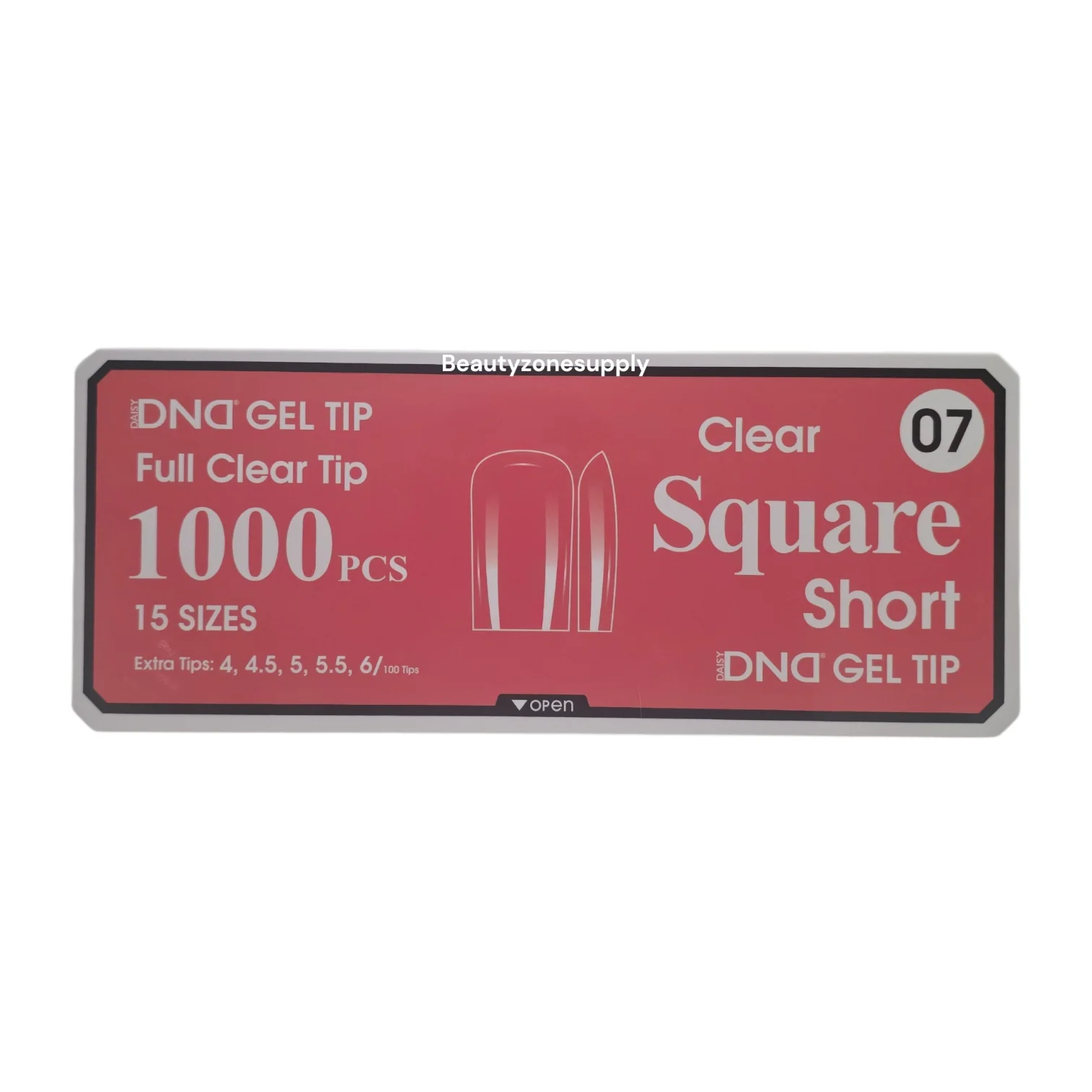 DND Soft Gel Tips Full Clear Tip Square Short 1000 tips #07