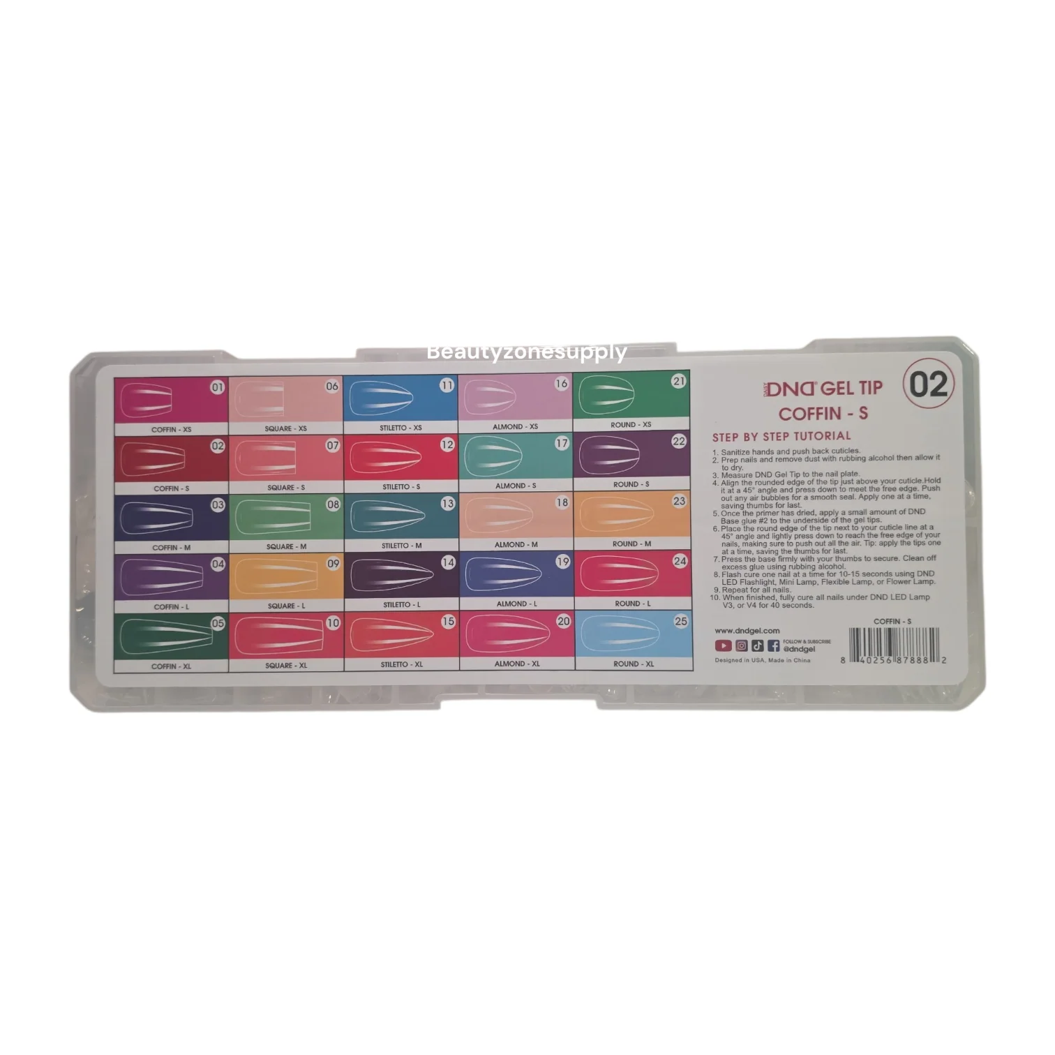 DND Soft Gel Tips Full Clear Tip Coffin Short 1000 tips #02 - Image 3