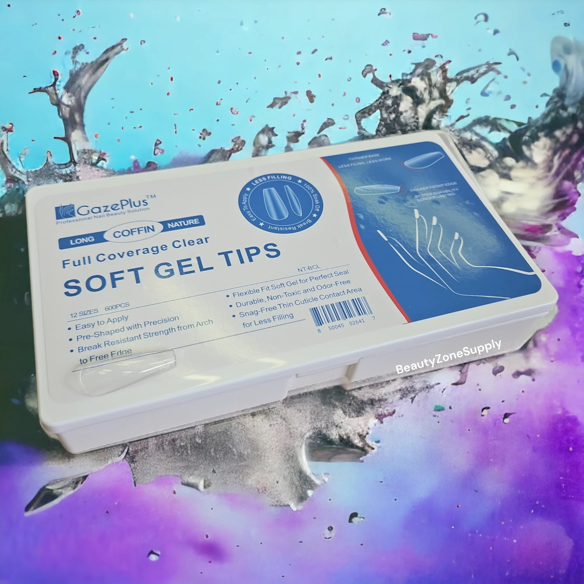 GazePlus Gel x Tips Clear Coffin Nature 12 size 600 pcs - Image 3