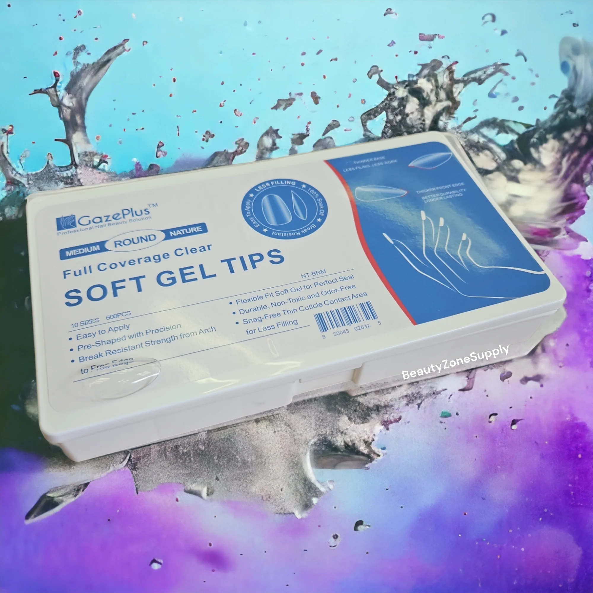 GazePlus Gel x Tips Clear Round Nature 12 size 600 pcs - Image 2