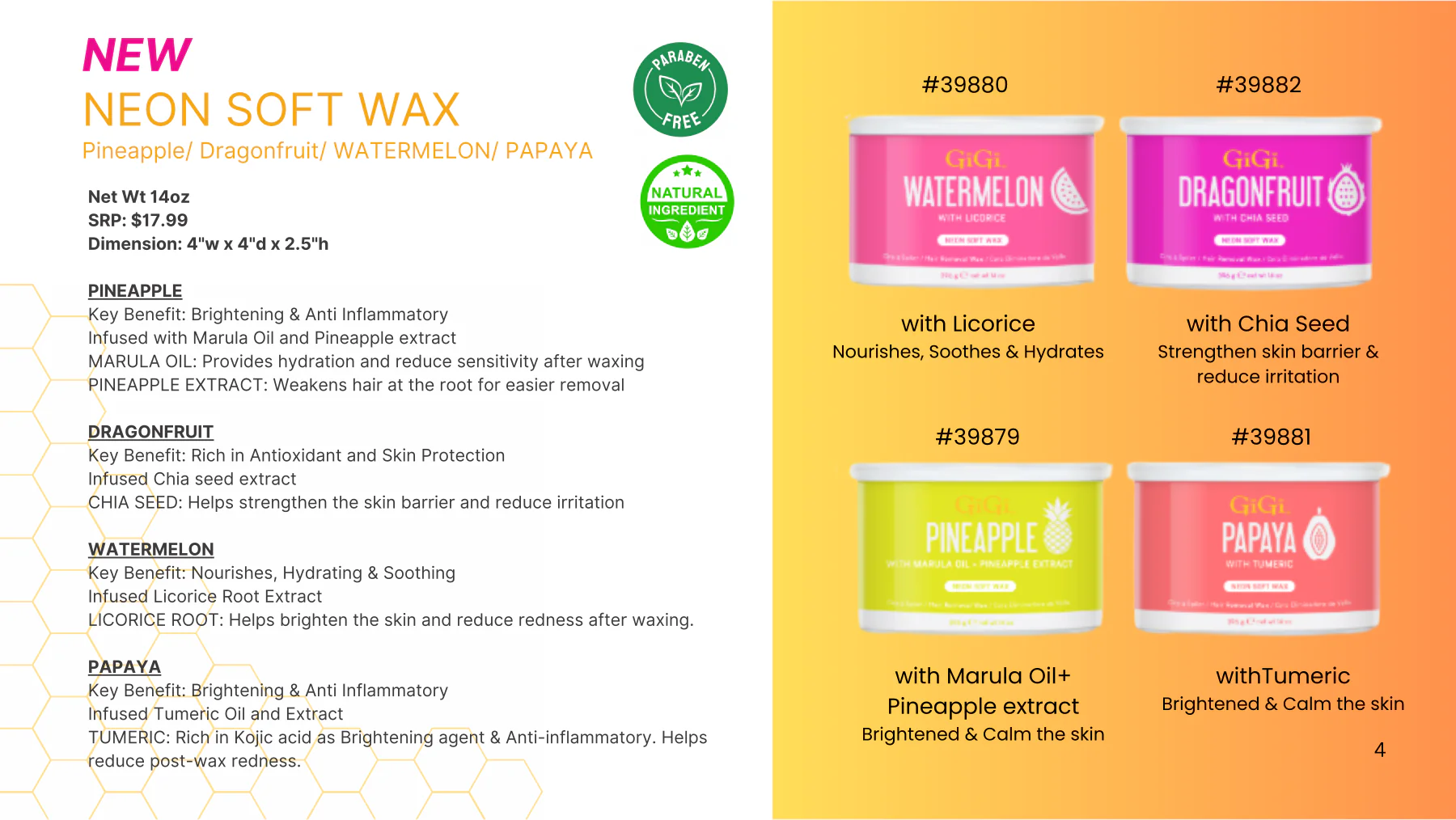 GiGi Wax Can Neon Soft Wax Pineapple 14 oz #39879 - Image 2
