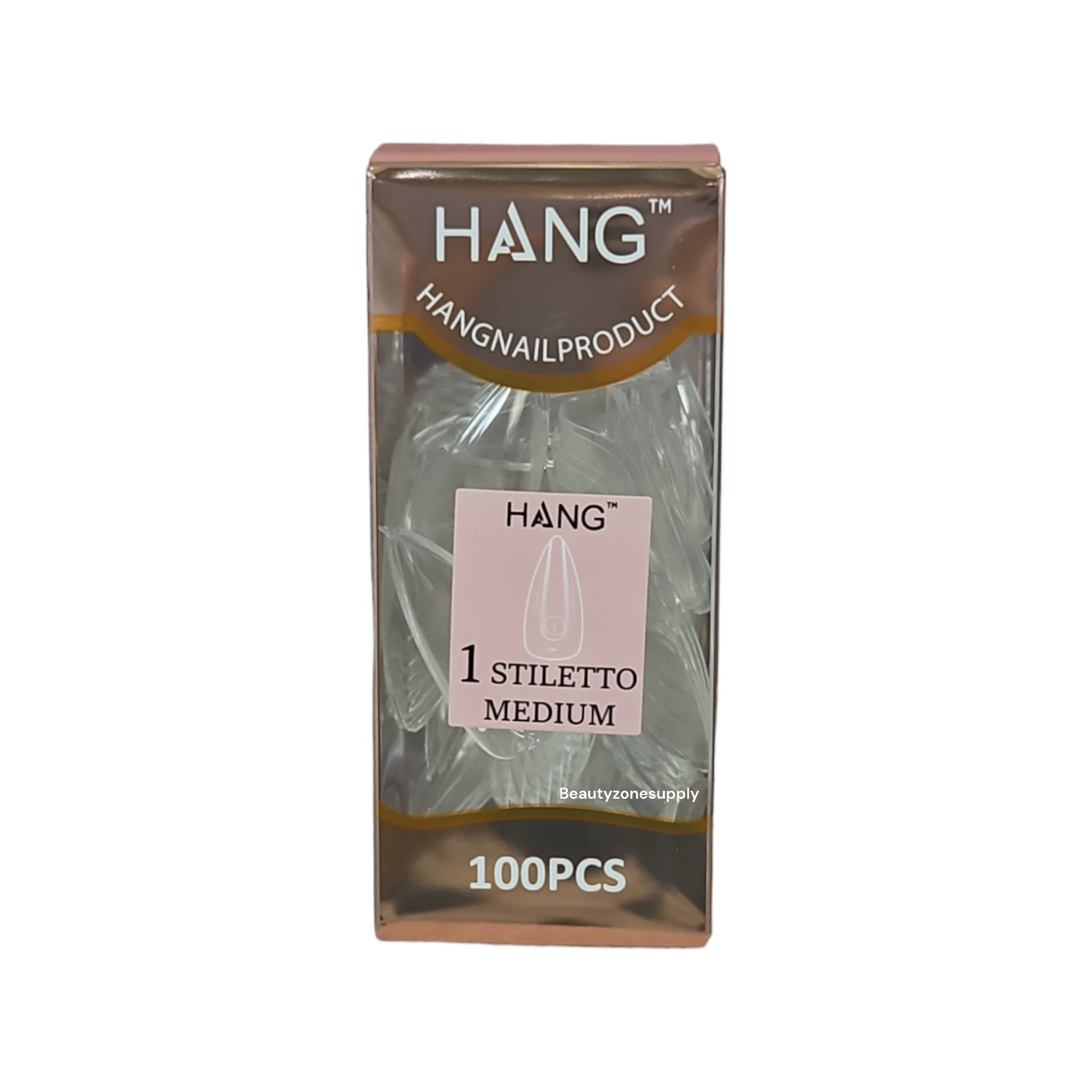 Hang Gel x Tips Premium 100 pc Refill Box Stiletto Medium - Image 3