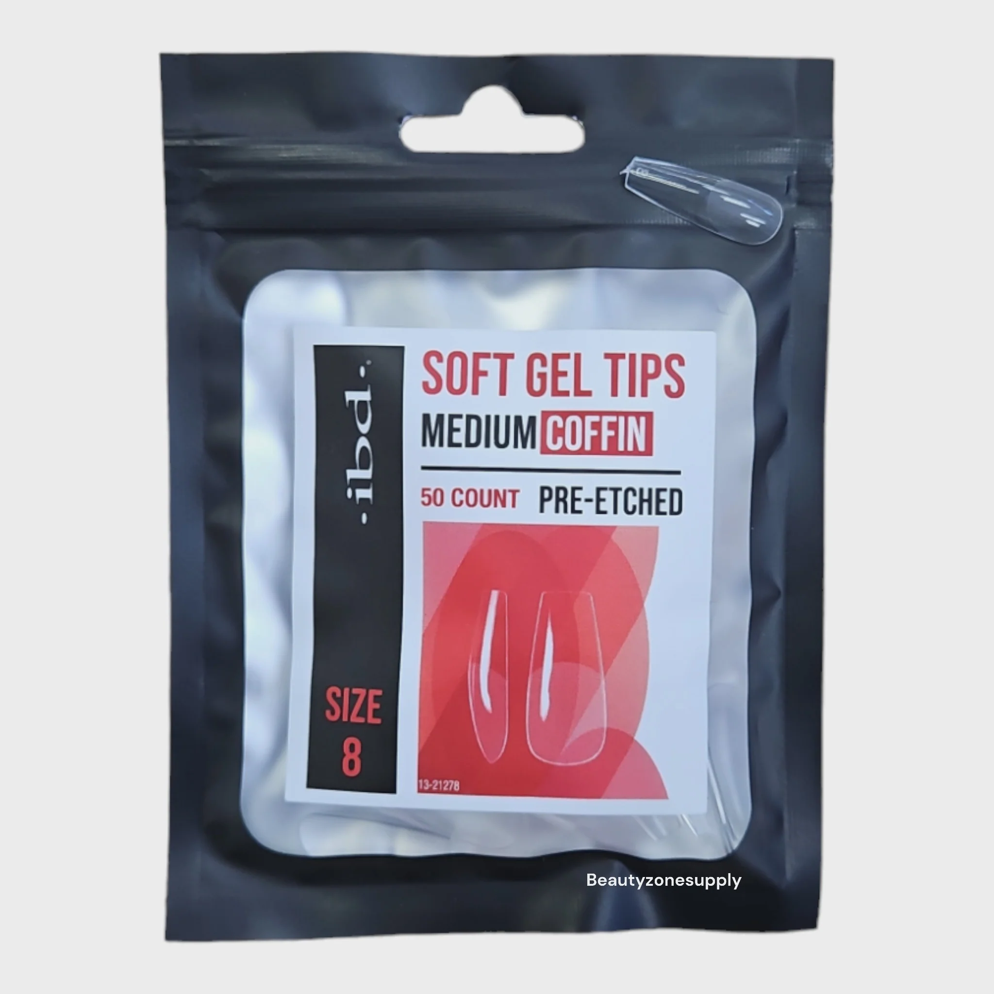 Ibd Clear Soft Gel Tips Coffin Medium Refill Size 8 #37472