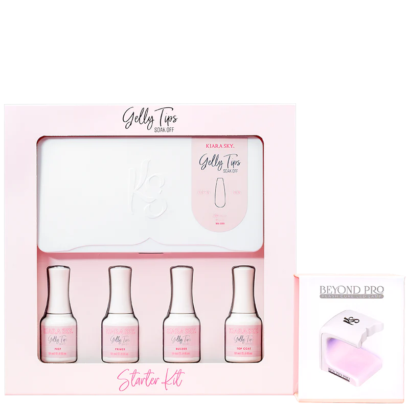 Kiara Sky Gelly Tips Starter Kit Almond Medium With Flashcure LED #GK04