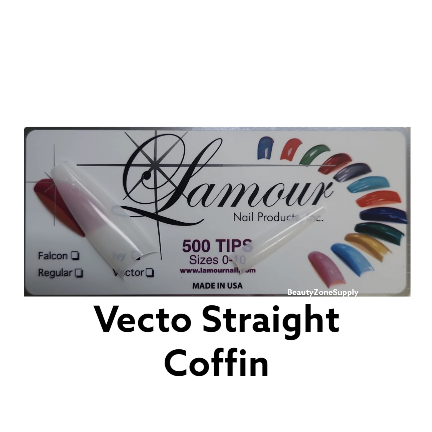 Lamour Vector Straight Coffin Natural Tip Box 500 tips/box - Image 2