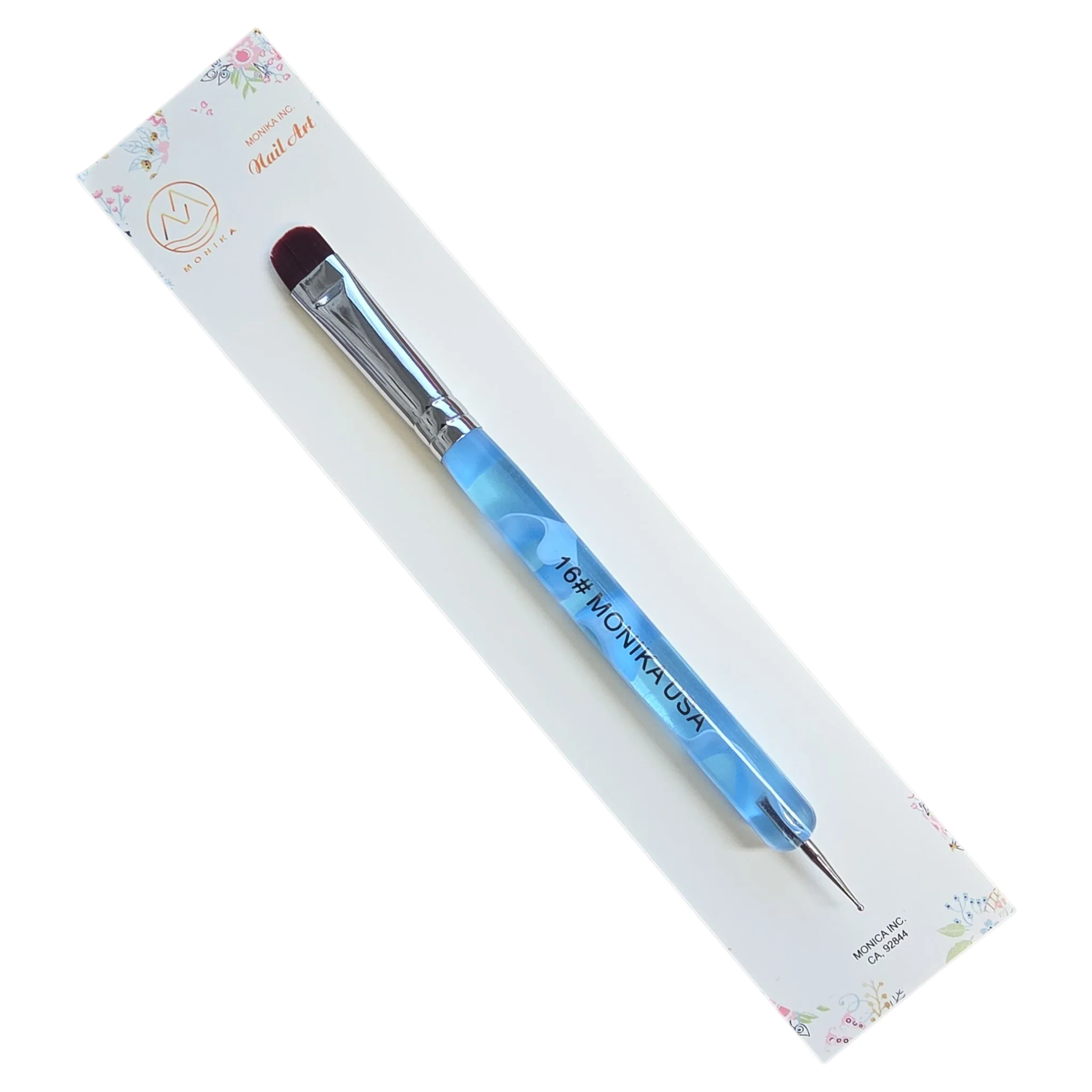 Monika French Nail Brush – Blue Handle with Dotting Tool - Image 6