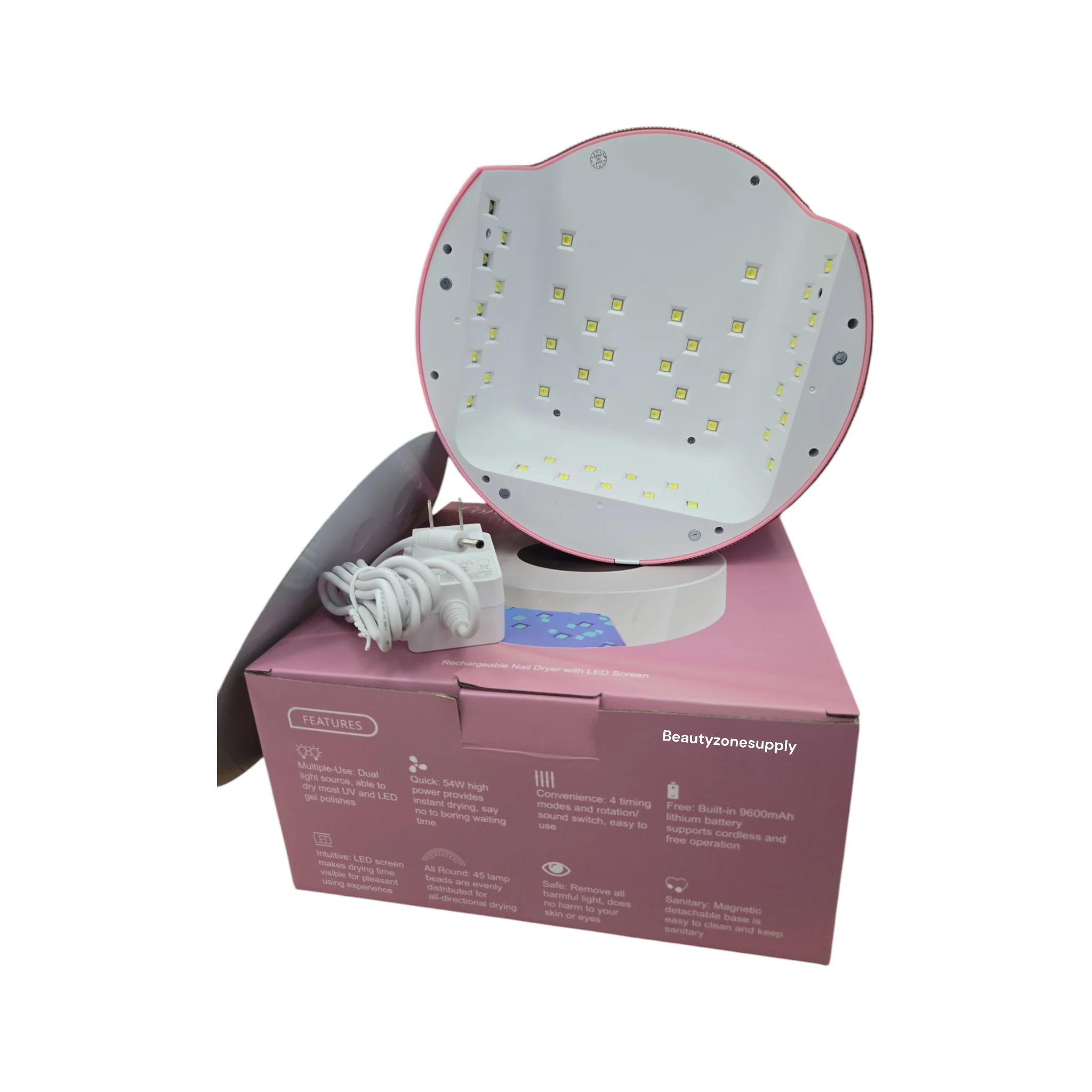 Monika nail Lamp cordless Round Pink With Diamond ML01 - Image 2