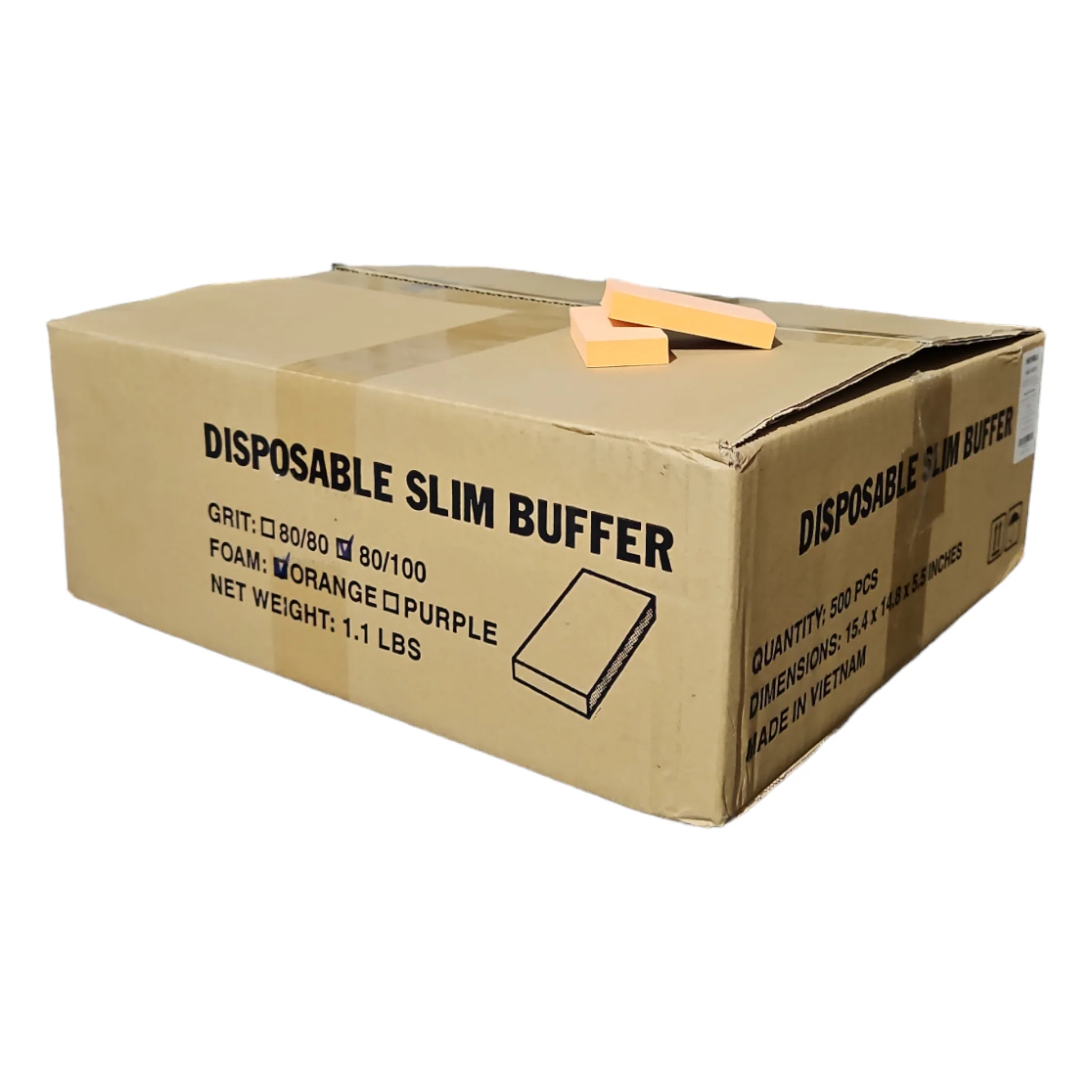 Monika Slim Nail Buffer Orange White 80/100 500 pc #MB03 - Image 3