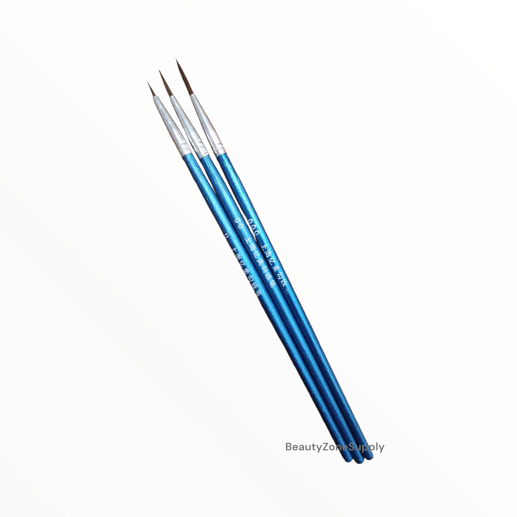 Nail art brush blue handle 3pcs
