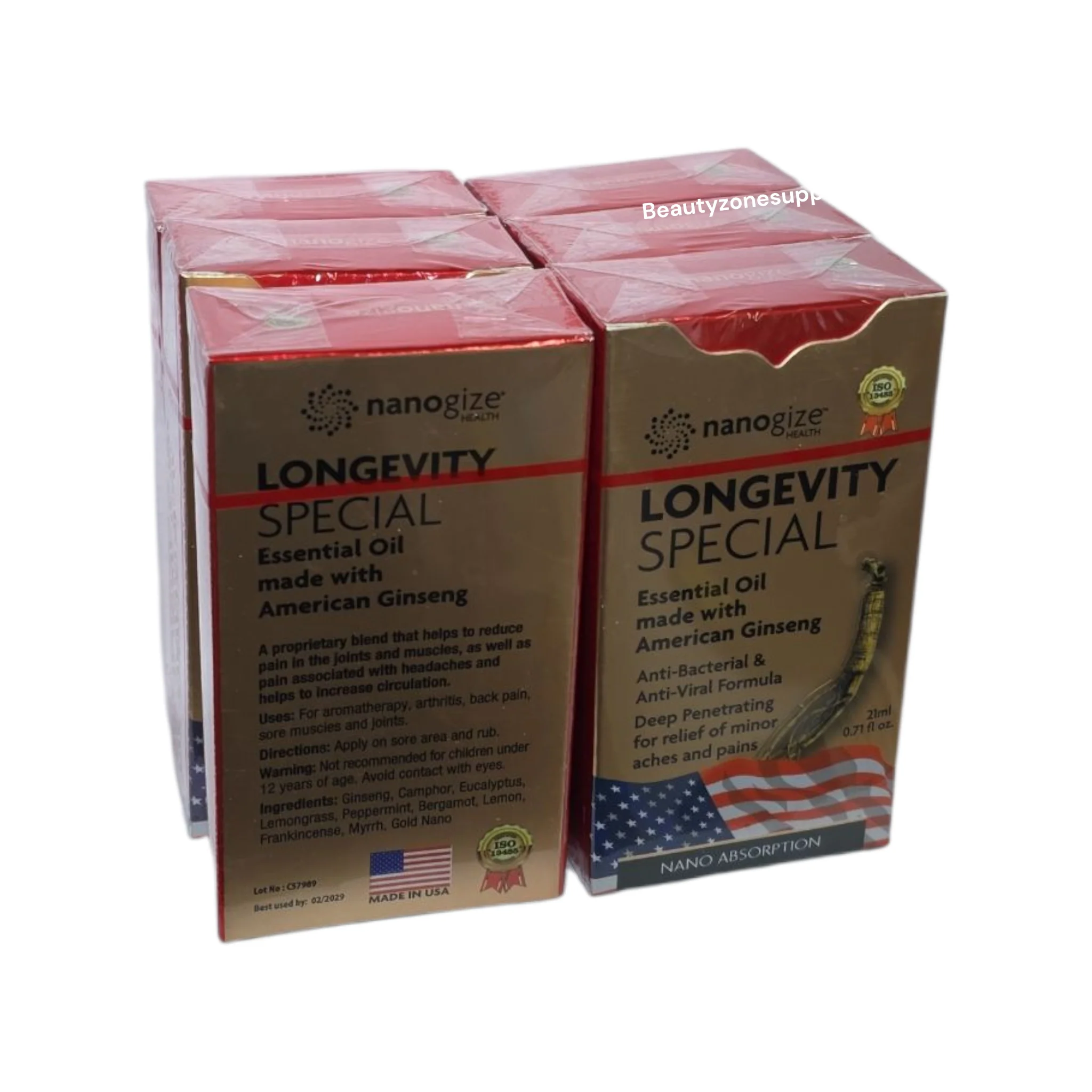 Nanogize Longevity Special Ginseng Essential Oil Dầu Sâm Box 6 bottle 20 ml - Image 3