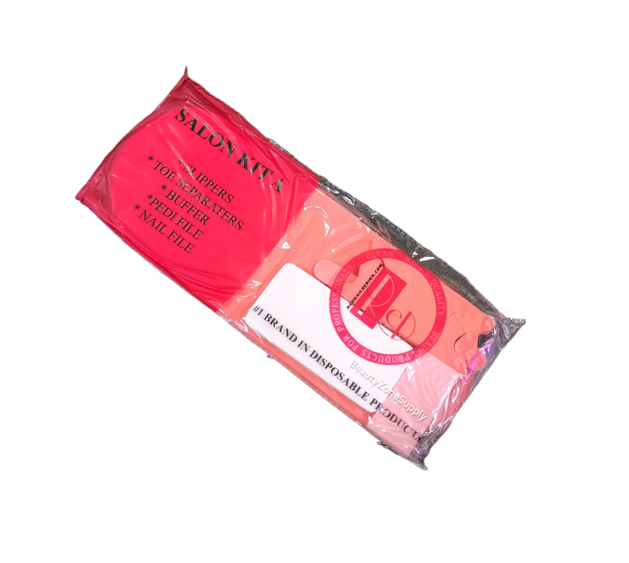 Pedicure Kit 5 RED (Sand pad-Buffer-File-Toe-Slipper) #R24 - Image 2