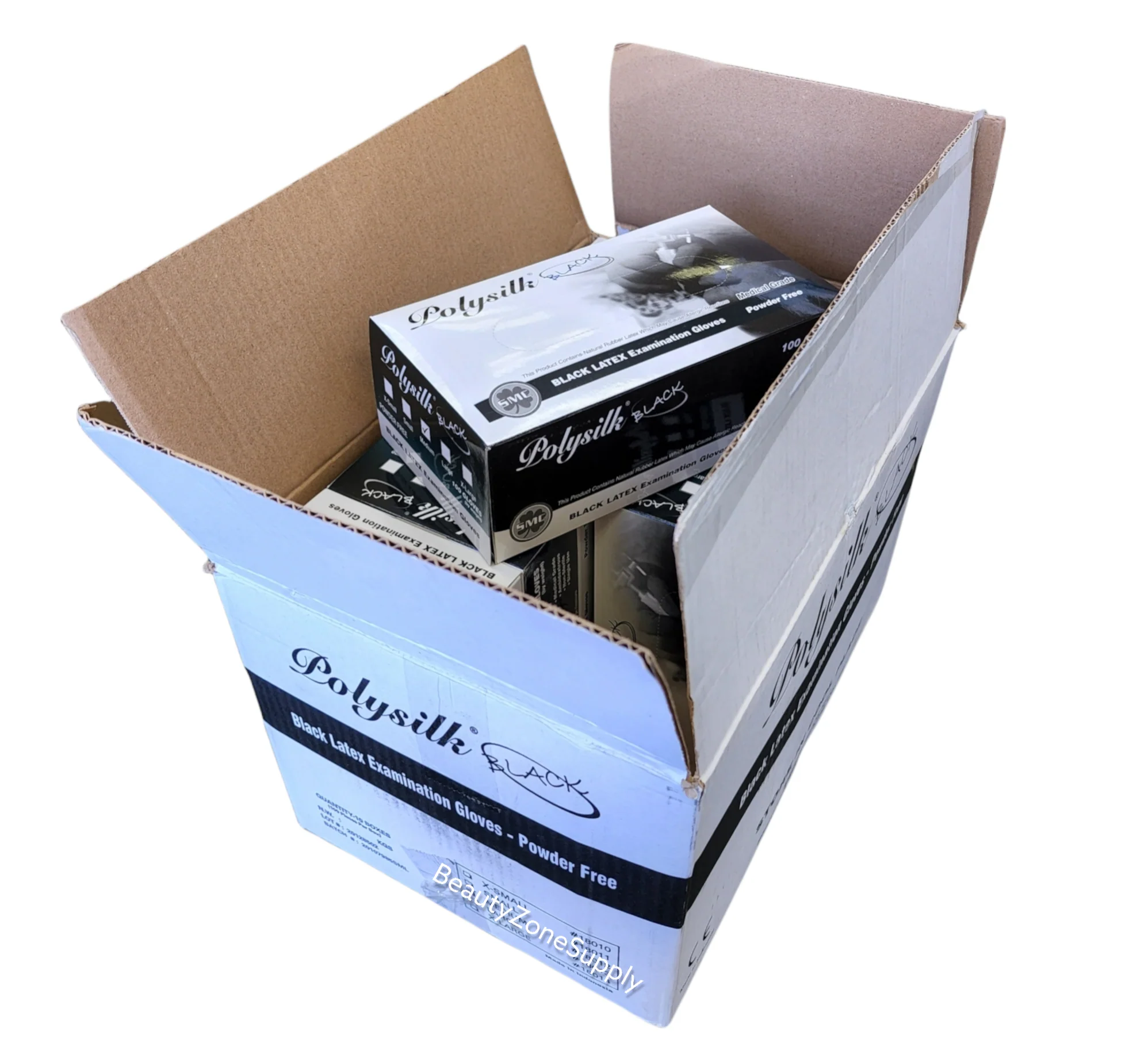 Polysilk Latex Examination Gloves Case 10 box Black