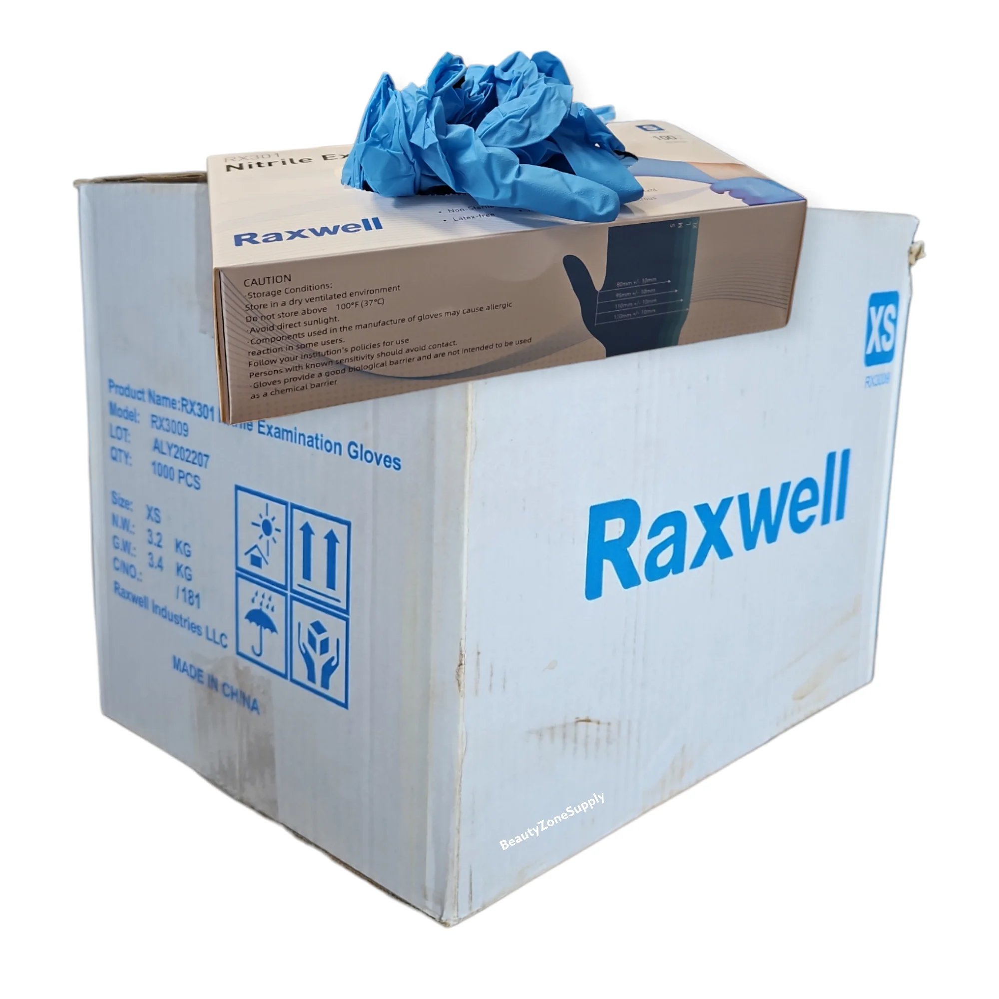 Raxwell Nitrile Examination Gloves Blue Case 10 Box - Image 2