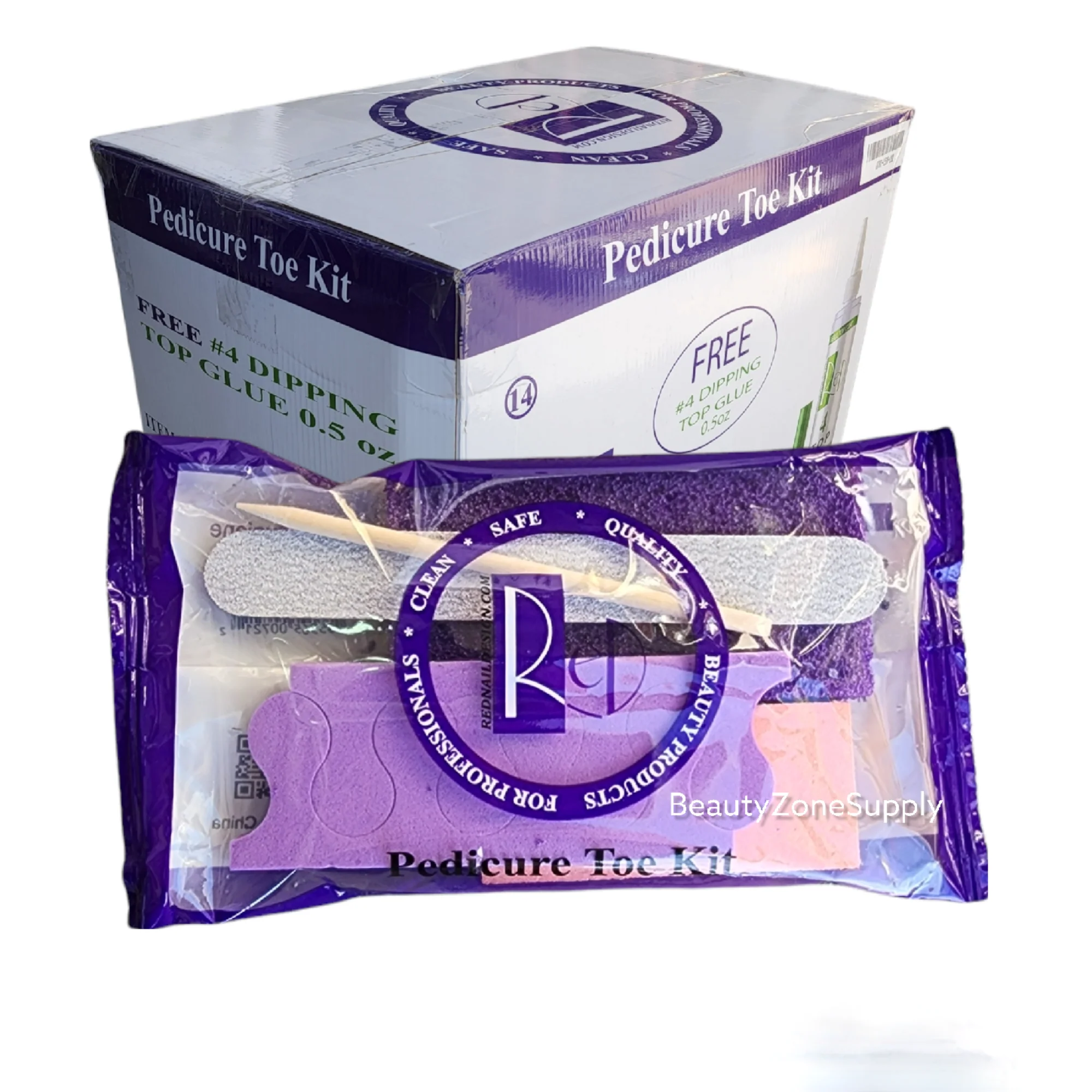 Pedicure Kit 5 RED (Toe-Pumice-Buffer-File-Pusher) #R14 - Image 3