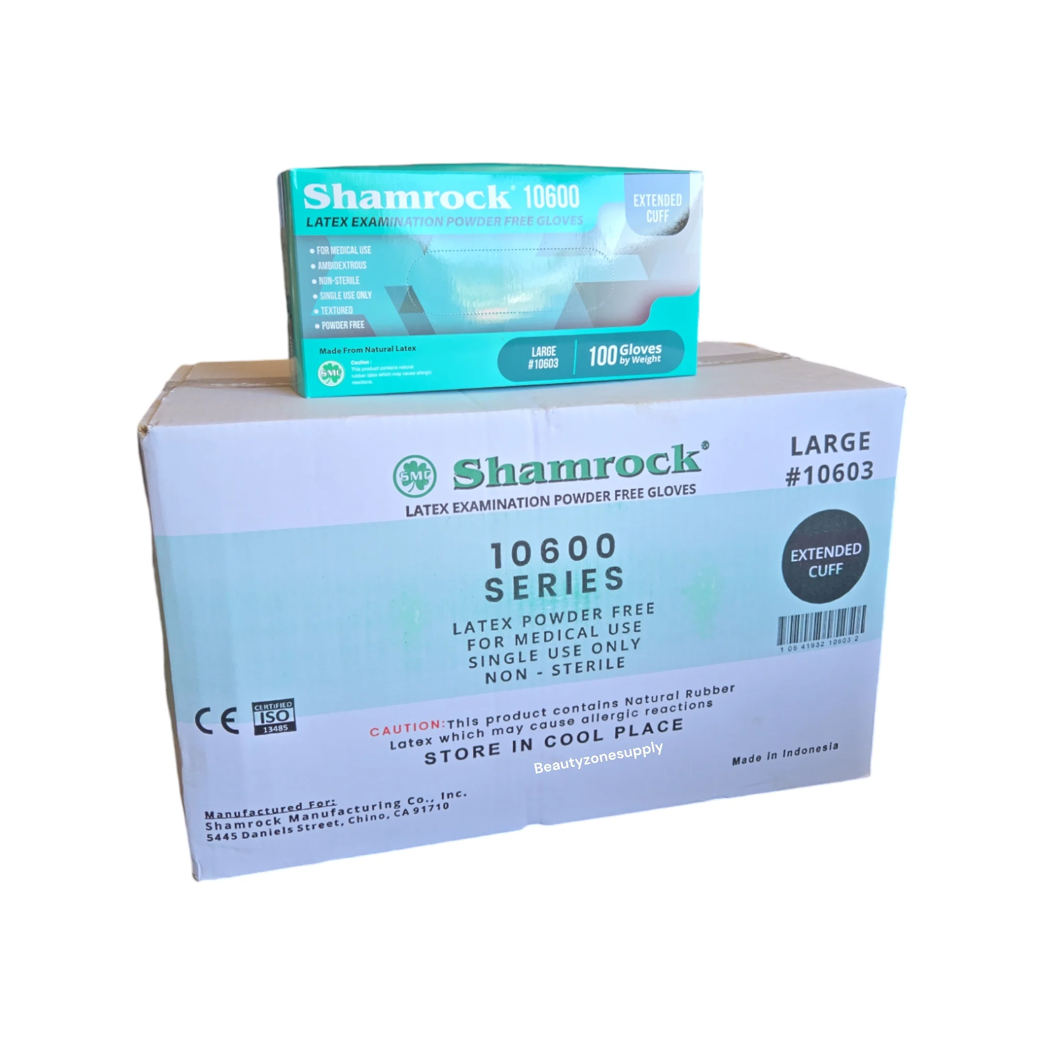 Shamrock Latex Powder Free Medical Gloves Extended Cuff - Image 3
