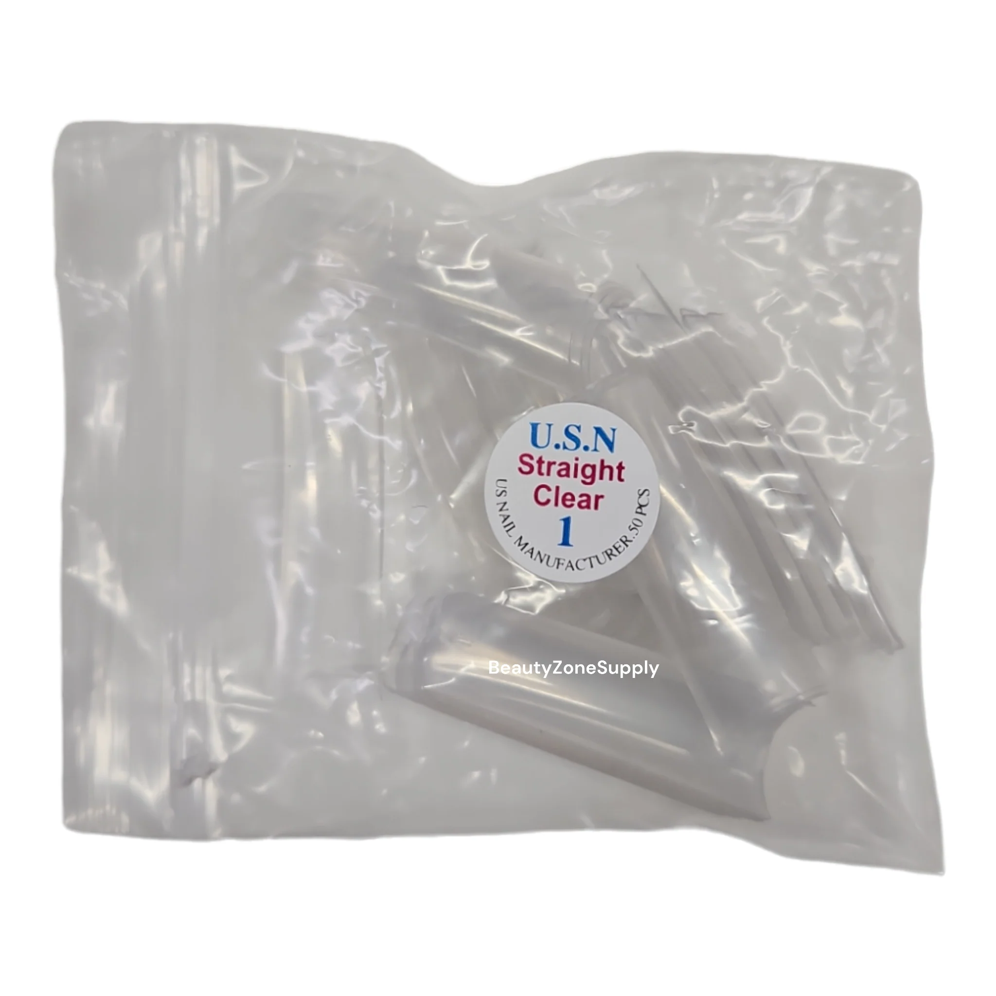 USN Straight Clear Nail Tips Refill – 50 Piece Bag - Image 3