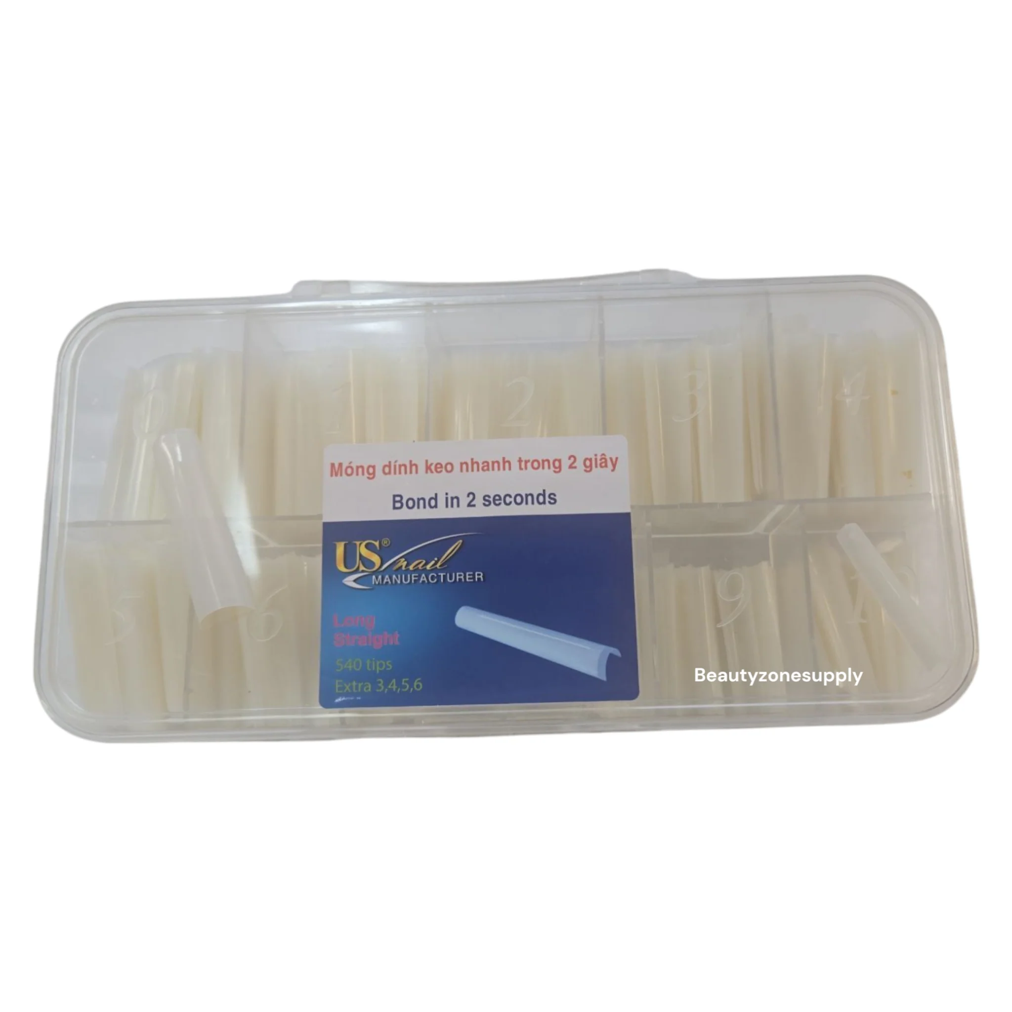 USN Long Straight Natural Nail Tips - Full Box 540 pcs