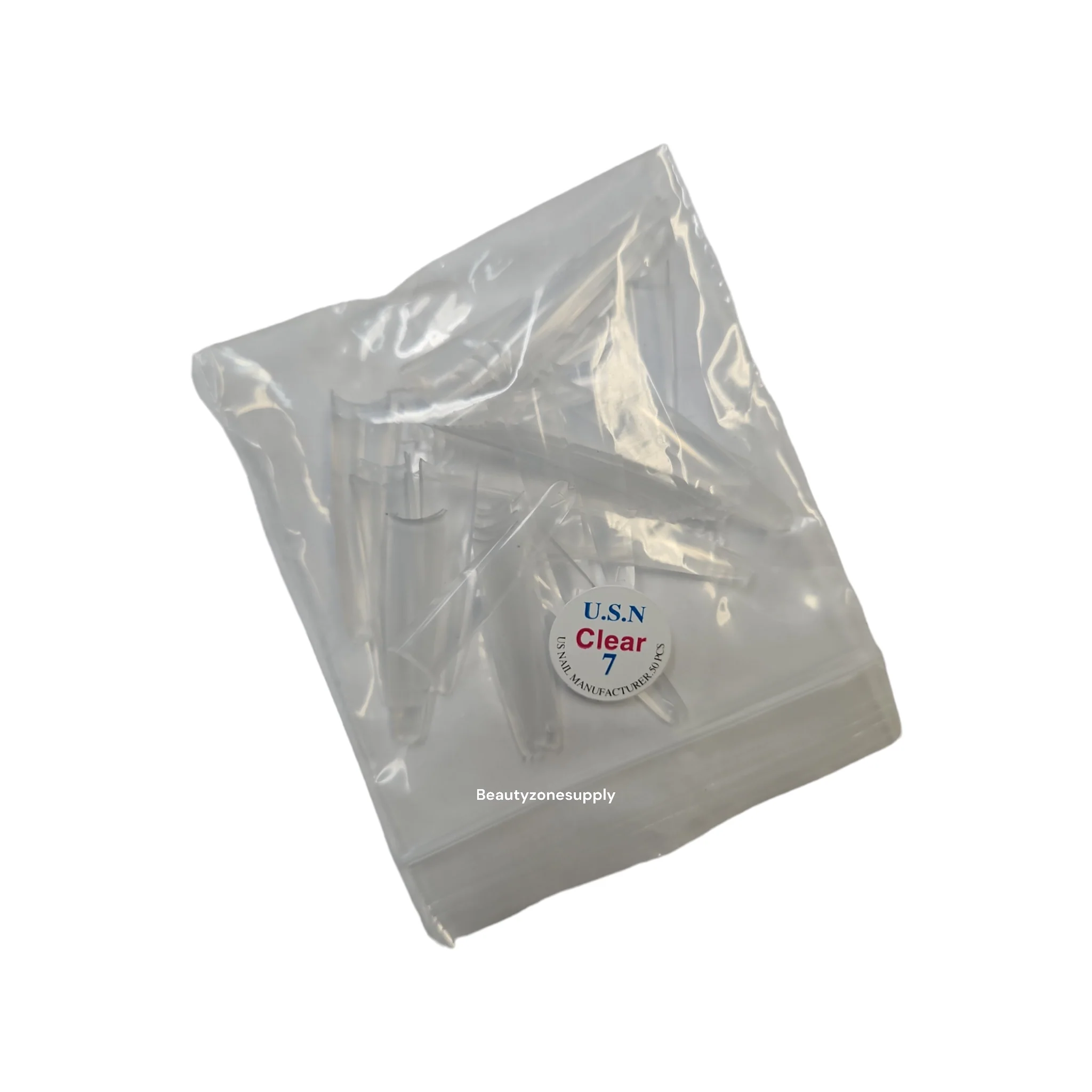 USN Straight Coffin Clear Nail Tips Refill – 50 Piece Bag - Image 9